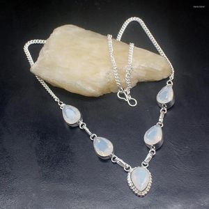 Ketten Gemstonefactory Jewelry Big Promotion Unique 925 Silver Rare Stylish White Fire Opal Women Chain Necklace 46cm 202301452