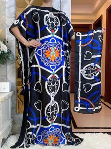 Sıradan Elbiseler Afrika Moda Blogger Baskılı İpek Kaftan Maxi Gevşek Yaz Plajı Bohem Uzun Elbise