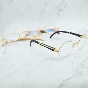 Luxus-Designer-Sommer-Sonnenbrille Holz Klar Brillen für Männer Retro Oval Brillengestell Damen Herren Accessoires Marke Gold Optische Rahmen Kajia