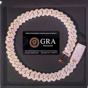 Armband Designer Schmuck Moissanit Kette Kubanische Verbindung hochwertige 3 Zeilen VVS Moissanit Diamantkette Weiß Roségold geplattet Hip-Hop-Ketten für Männer Halskette