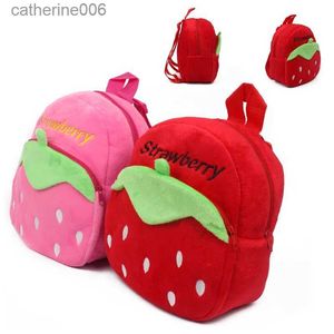 Backpacks Cute Strawberry Plush Backpack Cartoon Animal Mini School Bags Candy Bag for Kids Baby Girl Boy Gift 1-3 YearsL231108