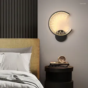 Настенный светильник, современные хрустальные лампы для спальни, гостиной, скандинавские внутренние светодиодные фонари, декоративный фон, золотой, черный