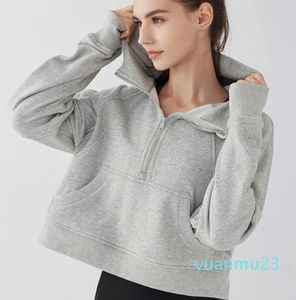 Semi blixtlås hoodies gymkläder kvinnors yoga kläder sport tröja mode lös fritid kappa som kör fiess avslappnad förtjockad