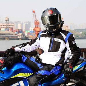 Terno de motocicleta de quatro estações terno de motocicleta masculino terno de corrida anti-queda jaqueta de motocicleta azul e branco l23118