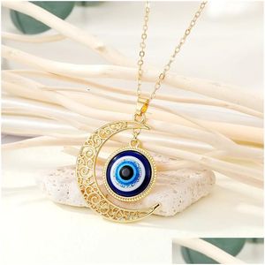 Pendant Necklaces Fashion Turkish Evil Eyes Pendant Necklace For Women Vintage Bohemian Devil Choker Necklaces Girl Party Mi Dhgarden Dhsdx