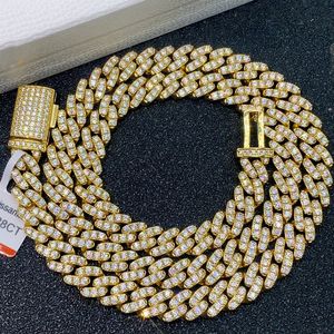 Diamante passou no teste de largura 8mm 18-24 polegadas 925 prata piscando moissanite cubana colar correntes 7/8/9 polegadas pulseira para mulheres/homens belo presente