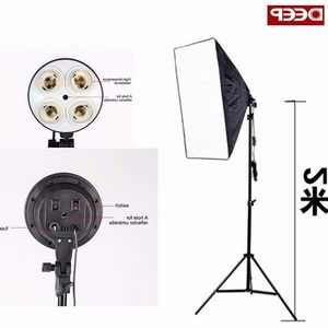 Freeshipping Ship Ru Photography Lighting 4 E27 Socket Holder BULB 4-in-1 50x70cm Softbox 2M Light Stand Foto Soft Box Photo Studio Ki IXFX