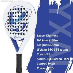 Tennisrackets Ny padel Tennisracket Tennis PADD Racket Full kolfiber Eva Soft Diamond Shape Advanced Plays 38mm Padel Pad Racket Q231109