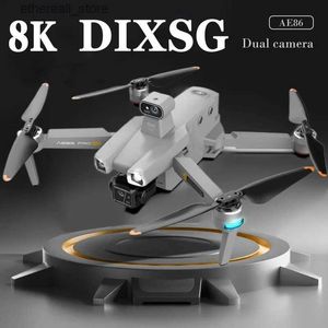 Drones AE86 Drone 8K HD Câmera Dupla FPV 3-Axis Anti-Shake Gimbal Obstacle Evite Brushless Motor Helicóptero Dobrável RC Quadcopter Q231108