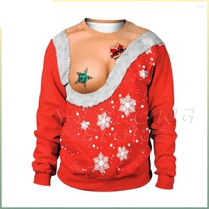 Herrtröjor Autumn Winter Clothing Novely Ugly Christmas Sweater For Gift Santa Chest Funny Jumper Pullover Women Men