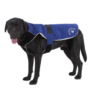 Ceket yansıtıcı büyük köpek kıyafetleri kış ceketleri pamuk ayarlanabilir köpek sıcak polar evcil hayvan ceket su geçirmez yelek küçük orta büyük köpekler için, mavi