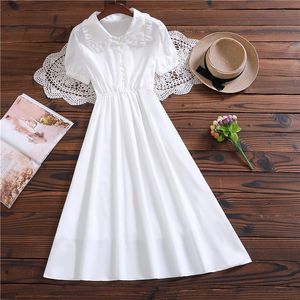 Abiti da festa Summer Fashion Solid White Dress Mori Girl Cute Sweet