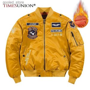 Jaquetas masculinas Hip Hop Jaqueta Homens Outono Inverno Grosso Exército Marinha Amarelo Militar Motocicleta Ma-1 Piloto Homens Beisebol Bomber Jaqueta Homens Q231109