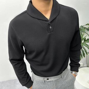 Men's Hoodies Solid Color Green Fruit Collar Sweatshirt Men Hip Hop Long Sleeve Polo Shirt Streetwear Fashion Outwear Tops