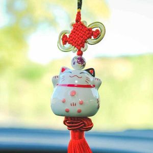 Decorazioni interne Onever Cat Guida sicura Benedizione Ornamento appeso Auto Specchietto retrovisore Decorazione Ciondolo per auto Carino Lucky AA230407