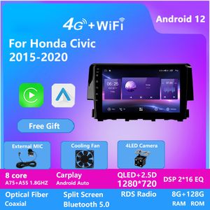 Android Car Radio Video Honda Civic için Çerçeve ve Tel Oynatılı Multimedya Stereo 2016-2018 Carplay'da inşa edildi