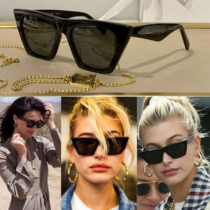 Damenmode-Sonnenbrille 41468, Cat-Eye-Stil, Acetatrahmen, personalisierte Outdoor-Sonnenbrille für Damen, französische Mode, klassischer Runway-Stil, mit Kette