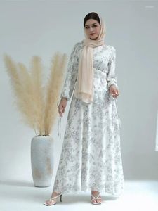 Abbigliamento etnico Ramadan Bianco Musulmano Abaya Dubai Turchia Islam Arabo Jalabiya Abiti africani per le donne Abito Hijab Abito Femme Musulmane