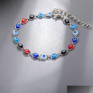 Chain Turkish Evil Eye Bracelets Women Handmade Lucky Blue Eyes Female Charm Fashion Bracelet Friendship Jewelry Drop Delivery Dh7Mz