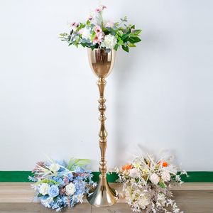 装飾H50cm 95cm115cmシルバー/ホワイト/ゴールドブラックフラワー花瓶トランペット形状結婚式のテーブルセンターピースロードリードフラワースタンドimake763