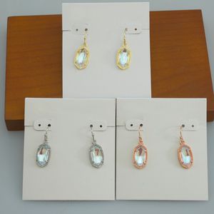 Baumelnder Kronleuchter-Hakenstein aus echtem 18 Karat vergoldetem farbigem Glas, baumelnde Ohrringe, Schmuck, Brief, Geschenk, mit kostenlosem Staubbeutel