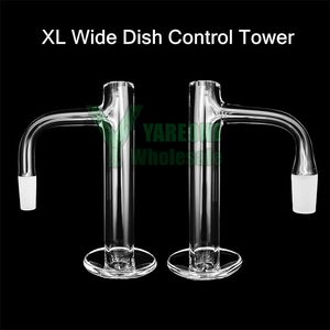 100mm XL Wide Dish Control Tower Banger Borda chanfrada de solda completa 16mmOD 10mm 14mm Masculino 90 graus de barril longo Terp Blender Dab Nail YAREONE Atacado