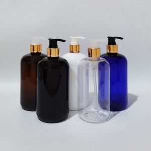 Förvaringsflaskor 10 st 500 ml tom guldpump plast svart med dispenser tvätt container flytande tvål duschgel kosmetikförpackning
