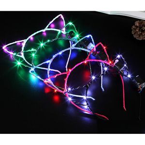 Andra evenemangsfestleveranser LED Bunny Ear Cat Ears pannband Lyser upp blinkande blinkande slitage jultillbehör GA494 Dhtud