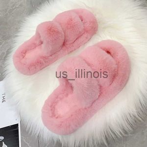 Slippers Winter Fluffy Slippers Women 2023 New House Home Fur Slippers For Women Flat Platform Cozy Fuzzy Indoor Shoes Korean Slides J231108