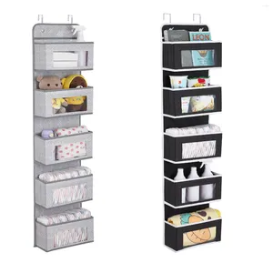 Storage Boxes Over The Door Hanging Organizer 5 Pockets Wall Mount With Clear Windows 2 Hooks Pantry Bathroom Kitchen Closet