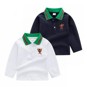 Autumn Boys Polo skjortor långärmad t-shirt för barn pojke botten fast färg barn tröjor babykläder 1-6 år