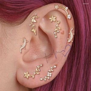 Studörhängen 1pc lob piercing klippörningar för kvinnor läckra zirkonia bladstjärna gecko öronklättring crawler örande mode smycken KBE475