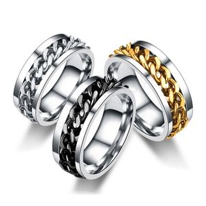 Klassische drehbare Kettenringe für Frauen Männer Titan Stahl Spinner Ring Kettenring Männer Flaschenöffner Ring Paar Schmuck