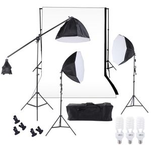 Freeshipping Studio fotografico Kit di illuminazione Softbox Photo Studio Attrezzatura video Fondale Softbox Cantilever Light Stand Lampadine Carryin Tnuj