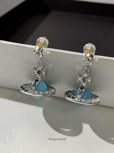 vivian Earrings Western empress dowager blue universe Saturn full of diamond earrings female summer temperament light luxury fashion niche premium