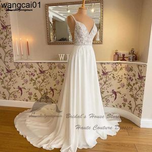 Party Dresses Lakshmigown Puffy Chiffon A Line Wedding Dress Beach Summer 2022 AVITO SPOSA DONNA EGANT BRIDAL HOHO GOWNS PESKIN LACE BODICE 0408H23