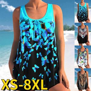 Mulheres de banho 2023 mulheres floral impressão maiô feminino duas peças maiô sexy bikini verão senhoras solto tankini conjuntos