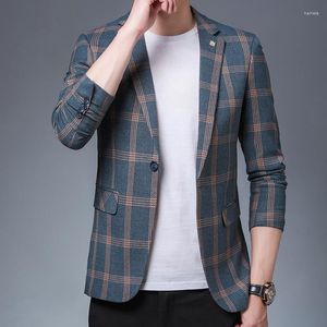 Ternos masculinos Terno masculino Casaco Autumn coreano Casual Small Office Grid Profissional Grid 2023 Preço unitário único 4xl 5xl