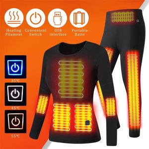 Fatos masculinos 22 áreas de aquecimento USB Conjuntos quentes elétricos Homens Mulheres Winter Fleece Térmica Calças Calças de corpo inteiro S 2XL 231108