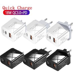 18W Dual Ports PD Type c USB C Wall Charger Portable EU US UK Power adapters For IPad Iphone 11 13 14 15 Samsung Huawei S1 with Box