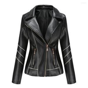 Women's Leather CGC 2023 Autumn Winter PU Jacket Women Slim Short Casual Streetwear Motorcycle Jackets Coat Female Outerwear