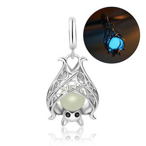 Charms 925 Sterling Silver Animal Bat Luminous Pingente Pingente DIY Charms Cit