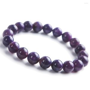 Strand 10mm Doğal Orijinal Mor Charoite Kadınlar için Bitmiş Streç Bilezikler Femme Cazibesi Kristal Yuvarlak Boncuk Bilezik