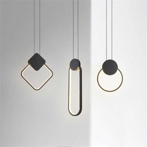 S Modern Minimalist LED Light Black White Creative Chandelier Pendant For Living Room Bedroom Bedside Hanging Lamp AA230407