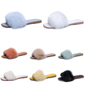 Designer fur household cotton slippers women fashion blue pink green black white sandals womens outdoor winter slipper