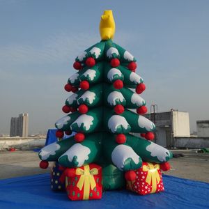 8mH 26,3ft Großhandel LED-Beleuchtung riesiger aufblasbarer Weihnachtsbaum Frohes Neues Jahr Dekorationen mit Geschenkboxen und Schnee auf den Blättern