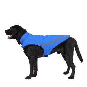 Jaqueta de inverno para cães forro de lã macio extra quente – casaco para animais de estimação para caminhadas colete leve reflexivo para cães pequenos, médios e grandes, azul