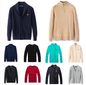 2023 Designer Mens Polo Sweater Fleece Shirts Tjock Half Zipper High Neck Warm Pullover Slim Stick Stickers Small Horse Brand Cotton Sweatshirt