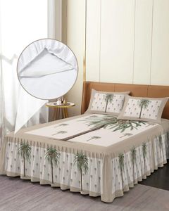 Sängkjol Brown Tropical Plant Coconut Tree Elastic Montered Bed Steread With Pudowcases Madrass Cover Bedding Set Sheet