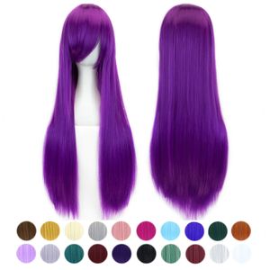 Synthetic Wigs Soowee 30 Colors 32inch Long Straight Cosplay Wigs Purple Black Party Hair Accessories Synthetic Hair Wig for Women 231108